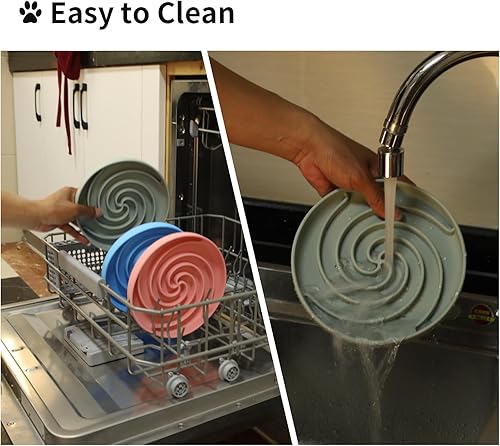 Miniatura 7 de Cuencos de Alimentación Lenta para Perros, Tazón de Rompecabezas para Cachorros de Silicona Apto para Lavavajillas y Microondas con Diseño