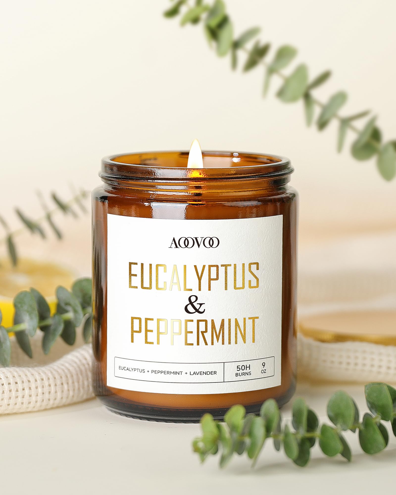 AOOVOO Coconut Vanilla Candles - 9 oz Scented Candles, Aromatherapy Candle, Soy Candle for Home Scented: Eucalyptus/Vanilla/Lilac/Lavender 36 oz
