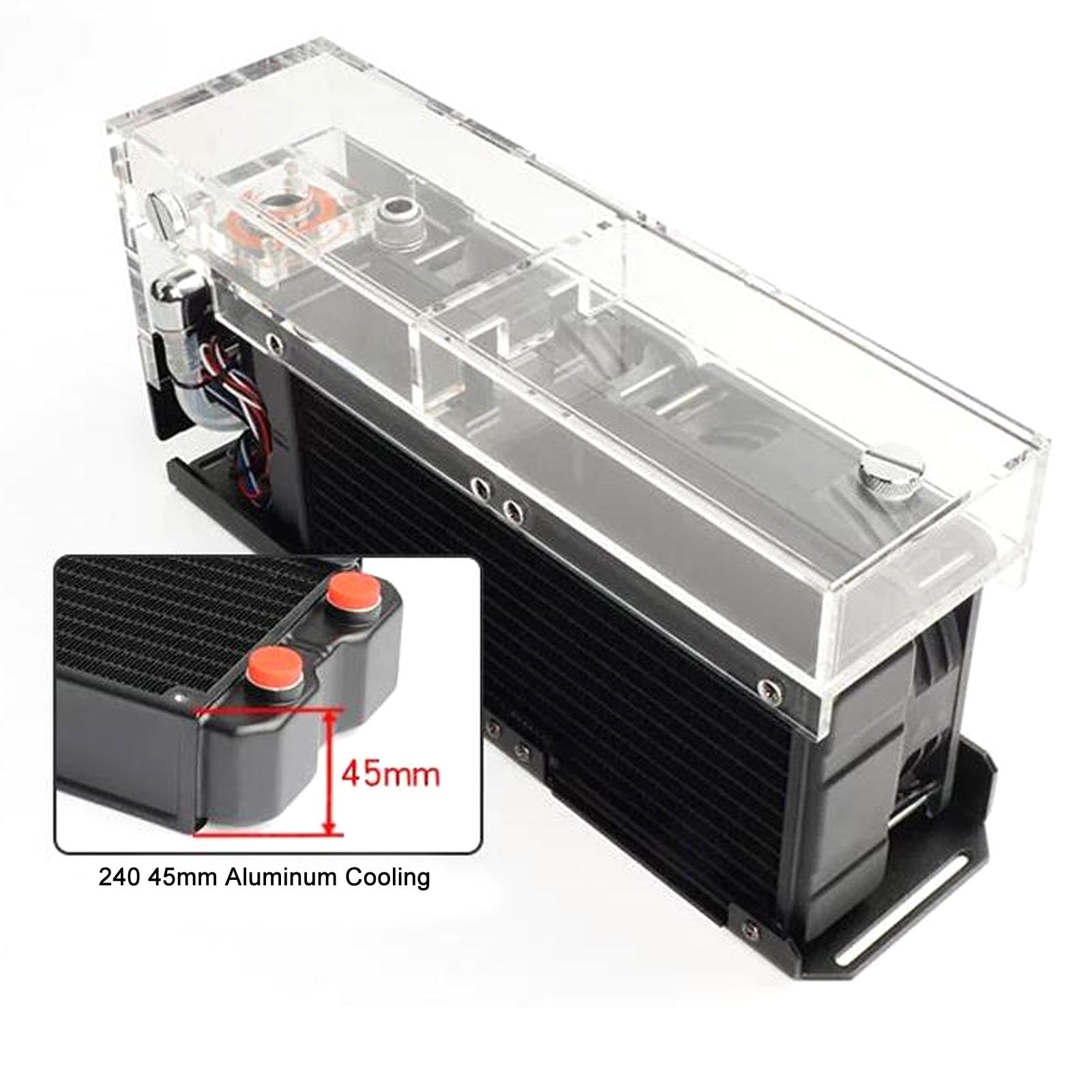 Sorandy Zbiornik na wodę 12 V, 5 A, 25 W, 1100 ml, mini pompa chłodząca wodą, pompa do systemów chłodzenia wodą PC, wentylator 4000 obr./min, zbiornik