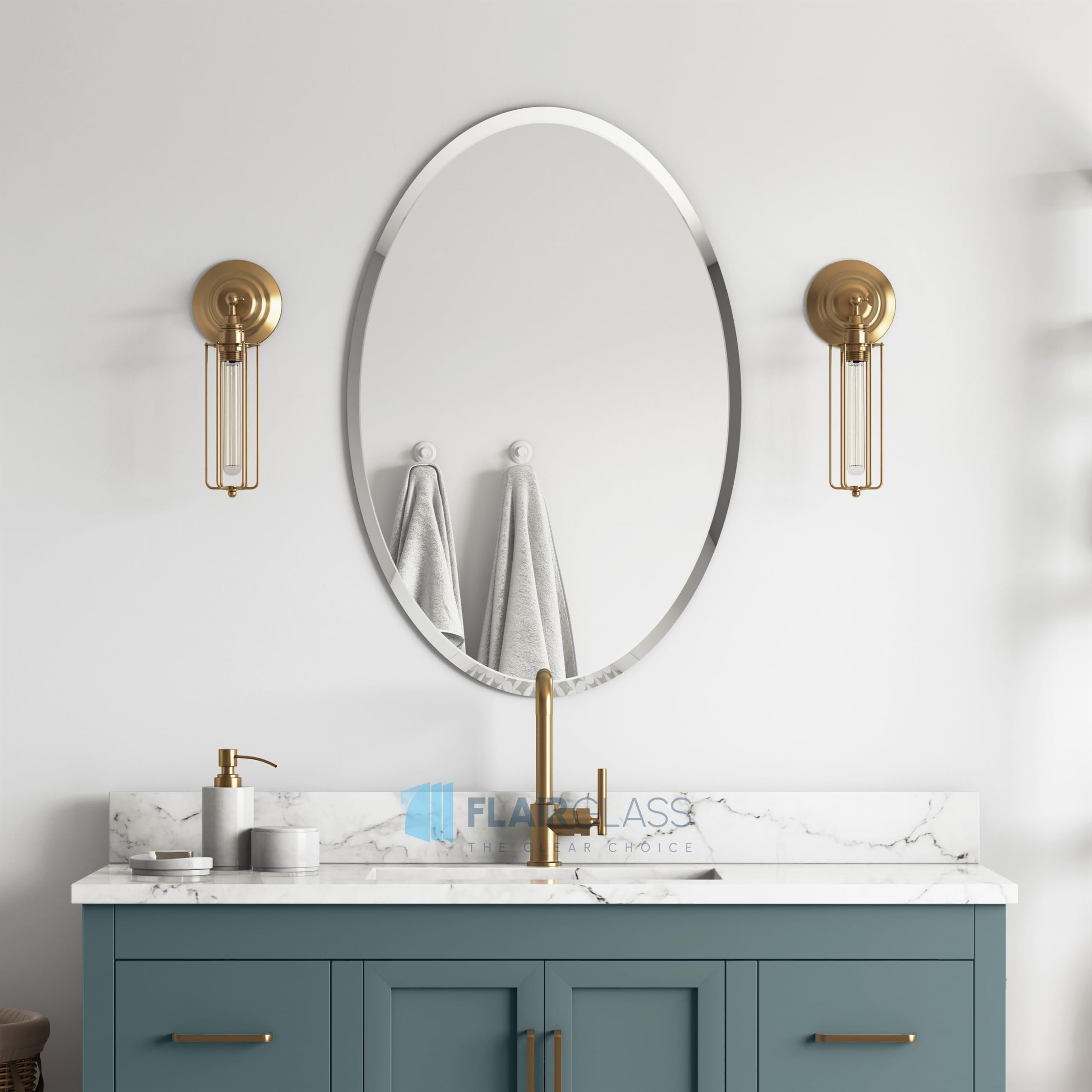 Flair Glass Frameless Oval Beveled Mirror, Wall Mirror, Bathroom Mirror, Wall Mount Mirror, Washbasin Mirror, Looking Mirror Glass, Mirror for Bedroom, Unframed Mirror (6 mm Thick, 18x24 Inch)-image-41