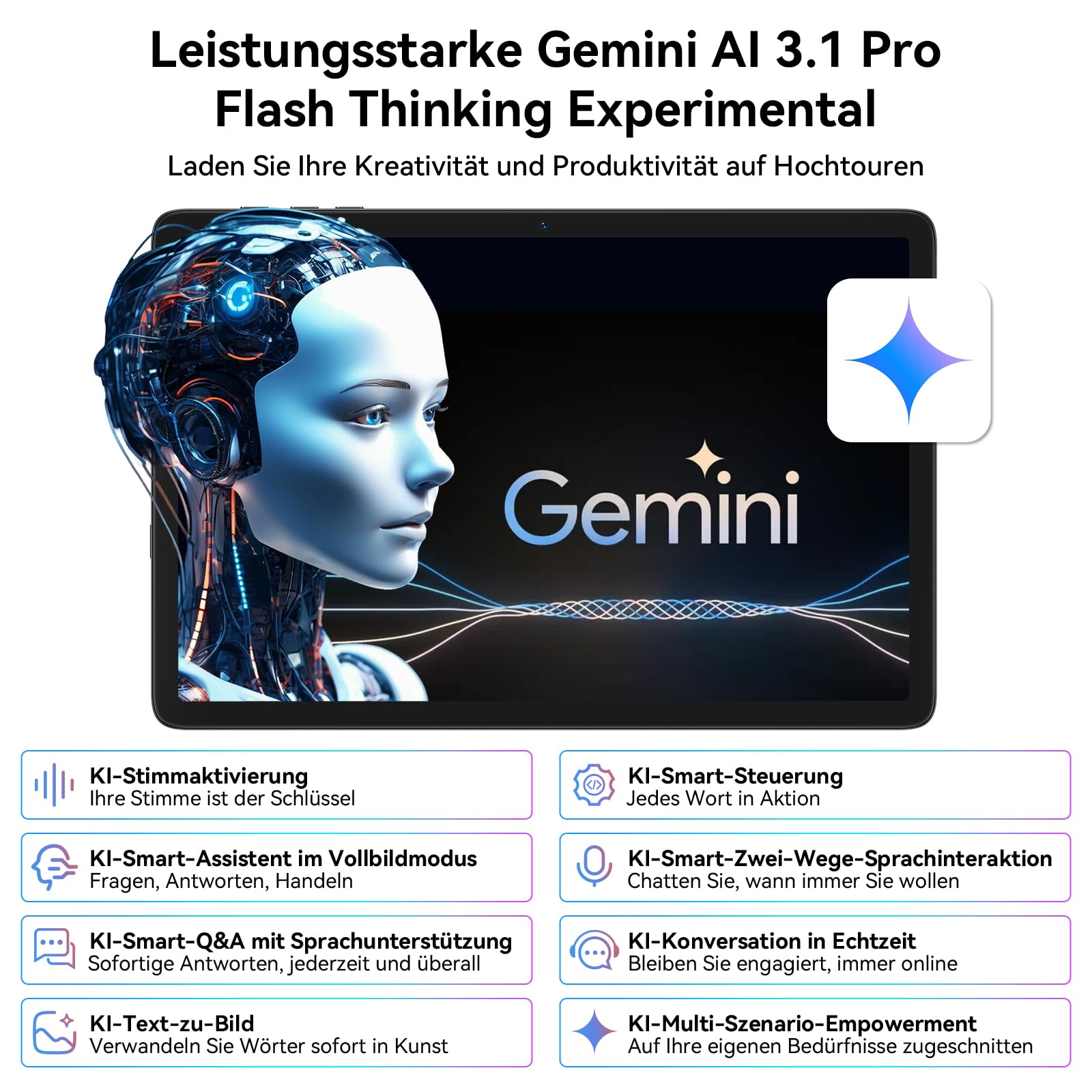 TABWEE Tablet mit Tastatur und Stift, 18GB RAM+128GB ROM (2 TB TF) | Ideal für Schule und Studium, 10 Zoll Tablet, Android 15, 6000mAh, Gemini AI , GPS, Face ID (4 Jahre Garantie)