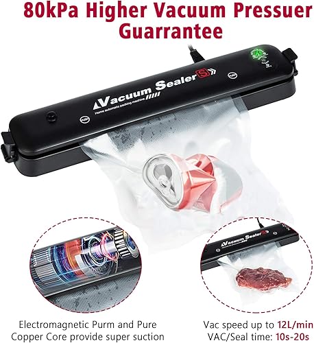 Miniatura 3 de Máquina de sellado al vacío portátil, fácil de usar para el sellado al vacío de alimentos, para alimentos secos y húmedos, indicador LED, compacto y