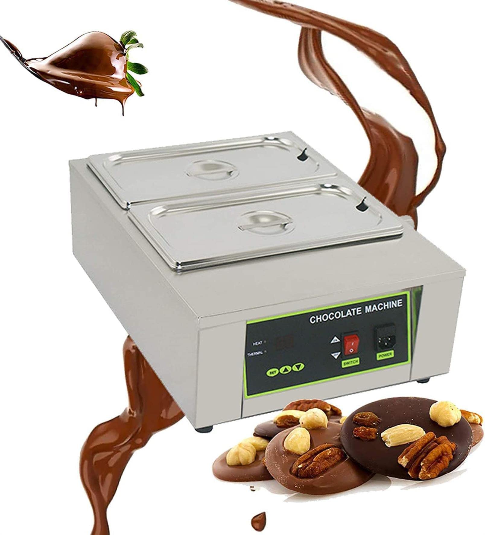 AYCDL Chocolate Melting Pot, 0-90℃ Chocolate Melter Chocolate Warmer Professional Chocolate Tempering Machine, 1 Pot 2 Pot 3 Pot,4pot,2pot