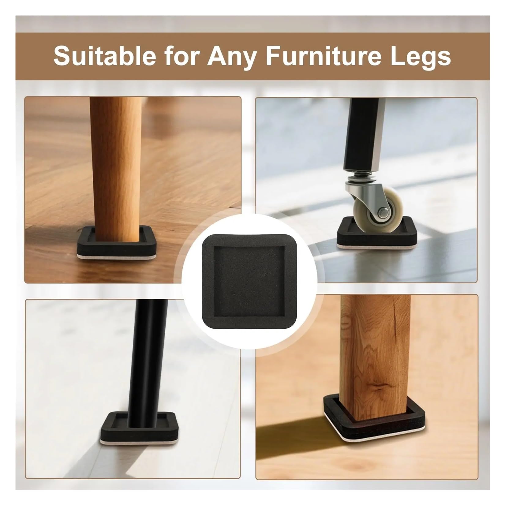 Feltrini per mobili Guide for mobili in feltro for pavimenti in legno – 8 pz for da 4" con design a scanalatura