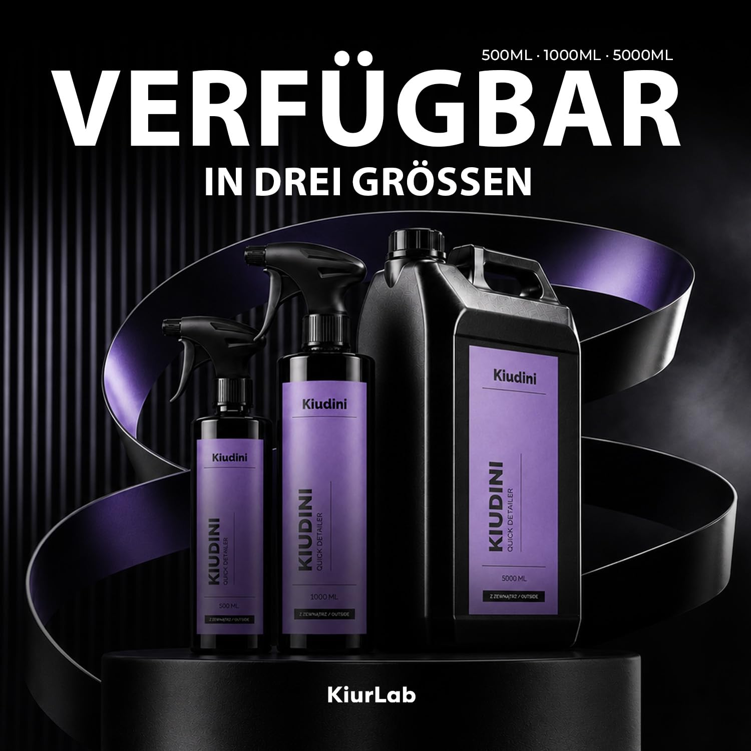 Kiudini Quick Detailer (5L) mit Tiefenglanz & Abperleffekt, Auto Sprühversiegelung zur Lackpflege aussen, Lackreiniger für alle Lackarten, Versiegelungsspray & Abperlschutz