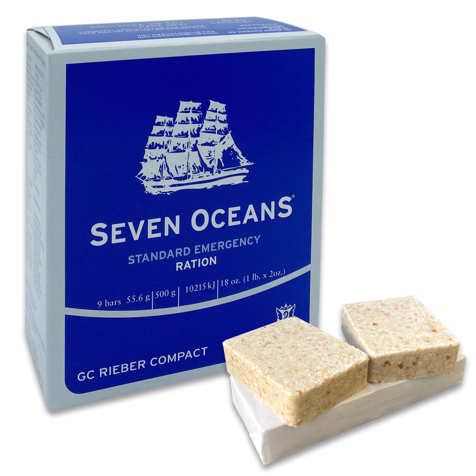 Überlebenspaket 12x Seven Oceans Notfallnahrung 500g + 6x Seven Oceans Wasser 500ml - 5,5 Jahre haltbar – Notration Emergency Food für Blackout & Krisen