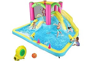 JOYMOR Kids Inflatable Bouncy Water House with Slide