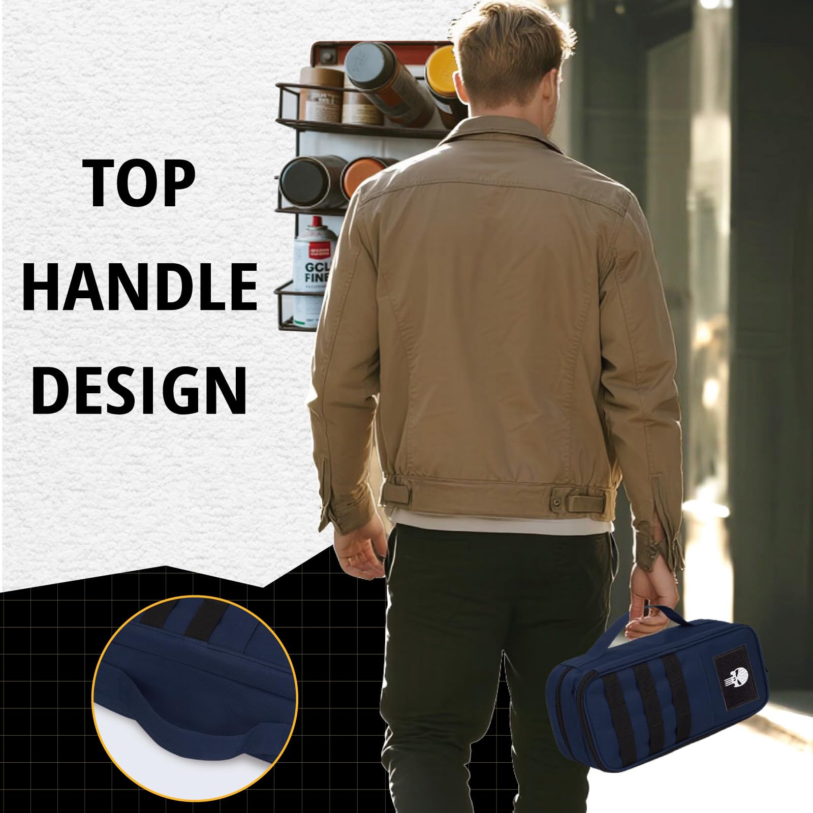 Bolsa de herramientas táctica para hombre – Organizador multiusos resistente al agua con gran apertura y cremallera, caja de herramientas pequeña y duradera para reparaciones, carpinteros y manitas