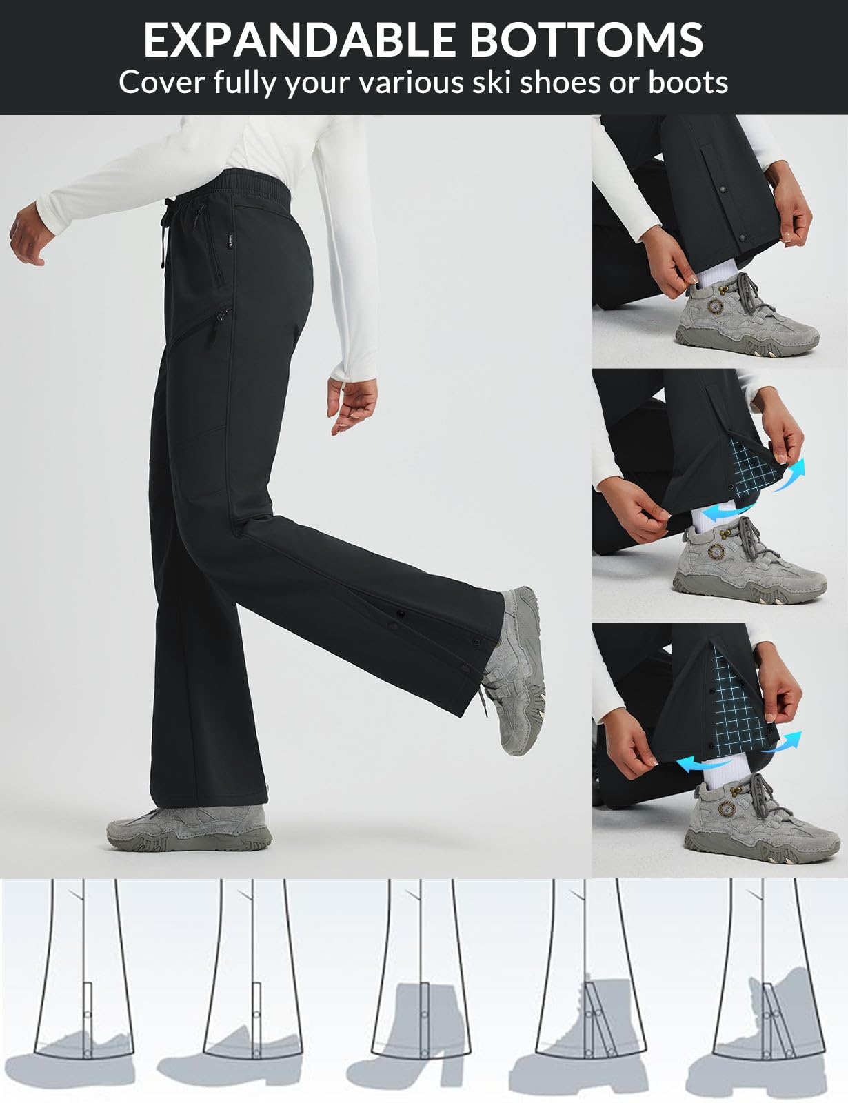 baleaf Pantalones de senderismo mujer softshell térmicos resistentes al agua viento esquí invierno