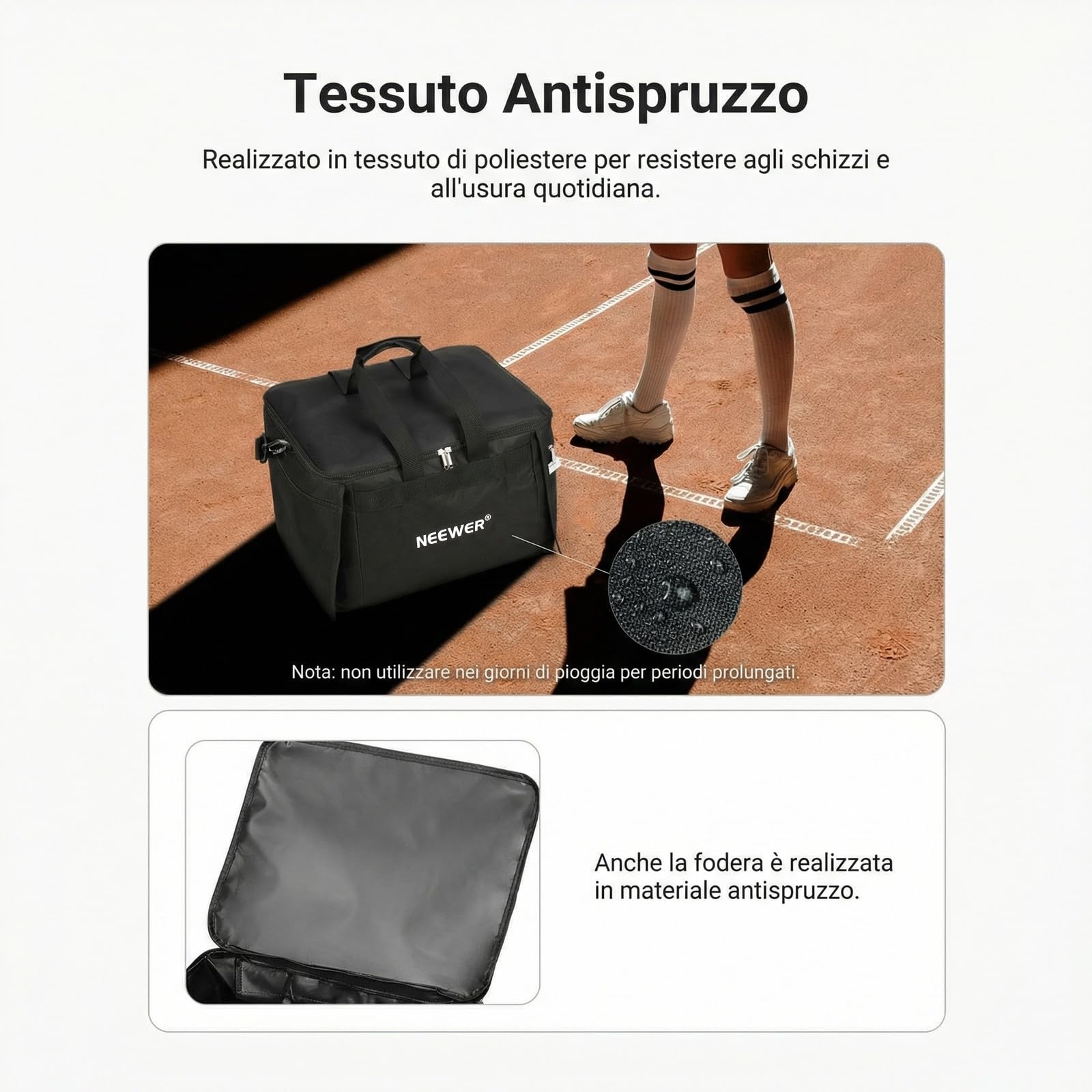 NEEWER TB03B Borsa Porta Palline Tennis, Cestello da Trasporto per Tramoggia di Raccolta Pieghevole in Poliestere con Tasche Laterali per Raccoglitore Palline TB01S, Max 120 Ball, Solo Sacca Inclusa