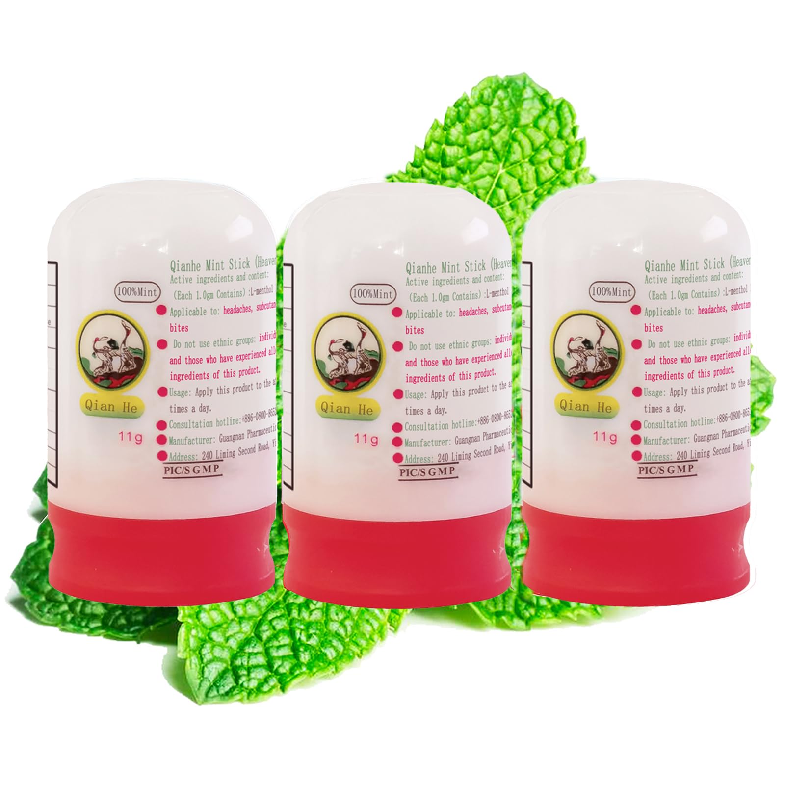 3pcs Thousand Crane Menthol Stick made in Taiwan 三瓶裝千鶴標牌薄荷棒 每瓶11g