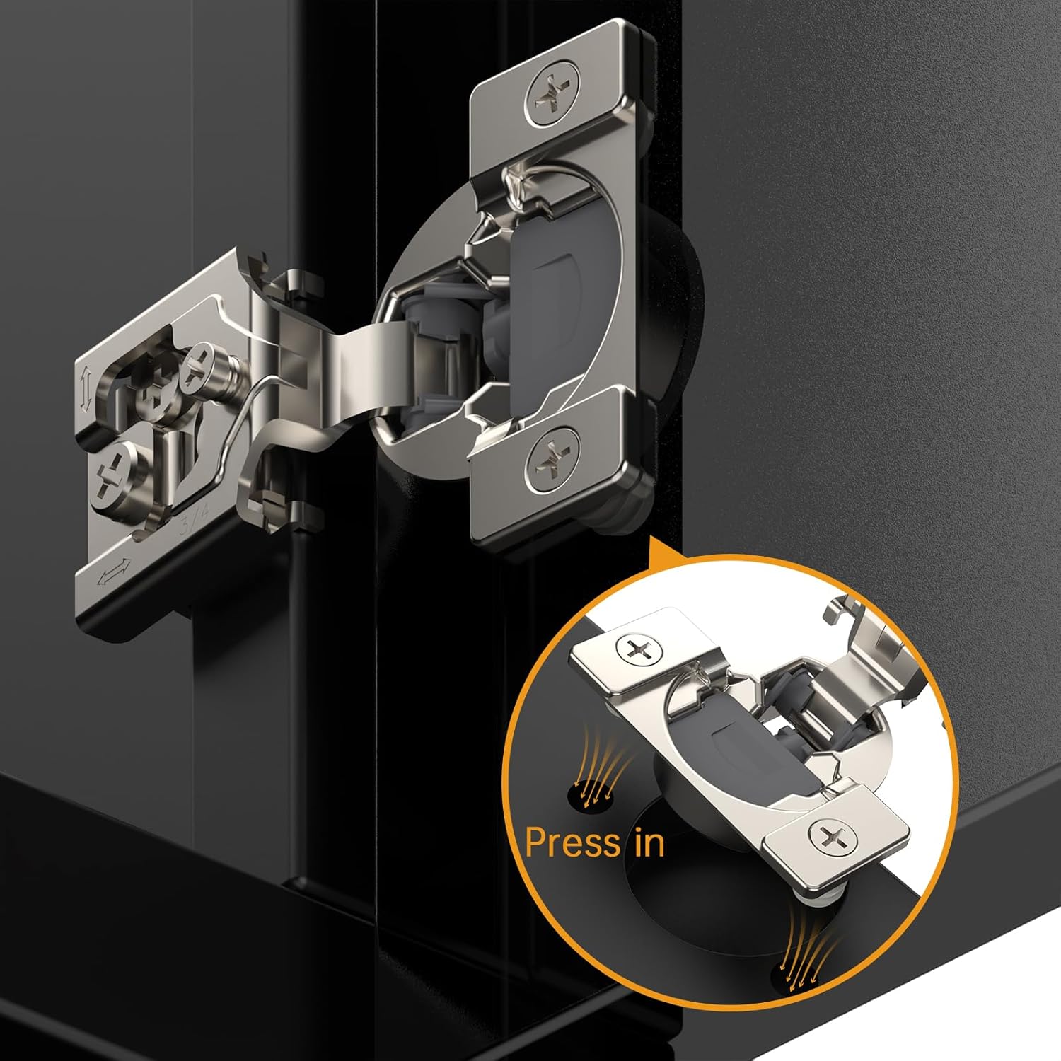 Chibery 50 Pack 3/4" Overlay 3D Soft Close Concealed Kitchen Cabinet Hinge for Face Frame Door, Pre-Assembled Easy-on Dowels, Self Closing Hidden Satin Nickel, 105° Open Concealed Stainless Steel