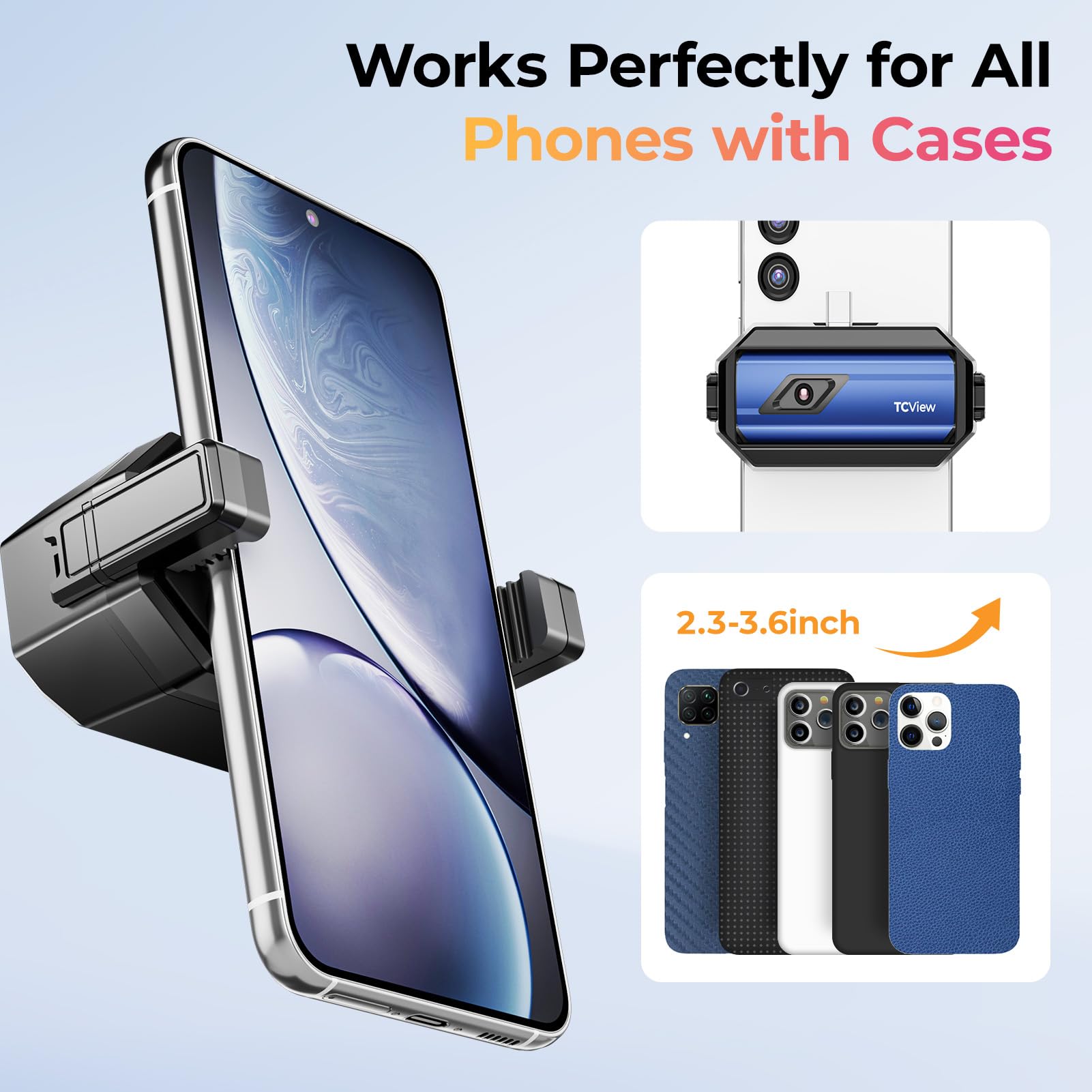 TOPDON Supporto per telefono per fotocamera termica TC001 e TC002, universale, compatibile con tutti i telefoni, nero