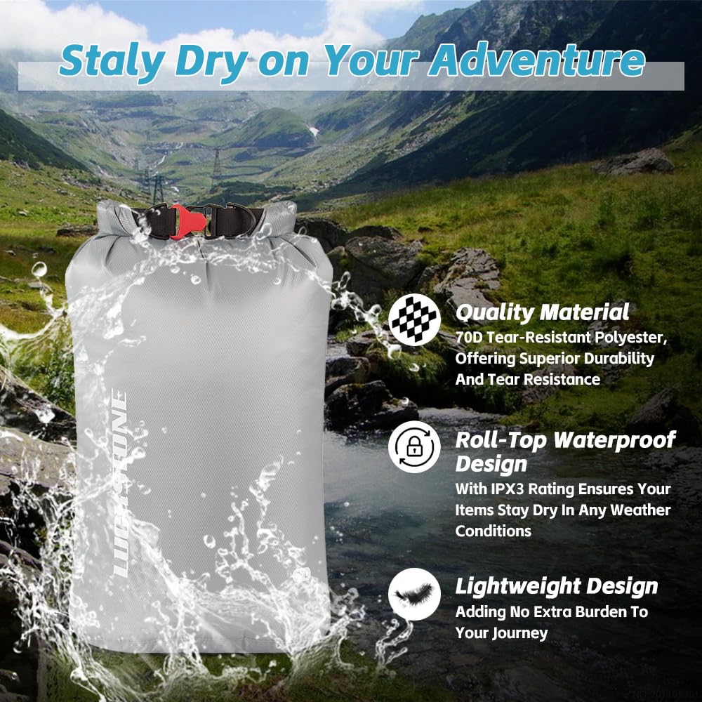 6-teiliges wasserdichtes Dry Bag-Set, reißfeste Outdoor-Taschen aus 70D-Polyester, halten die Ausrüstung trocken, ideal für Outdoor-Camping, Rucksackreisen, Kajakfahren,