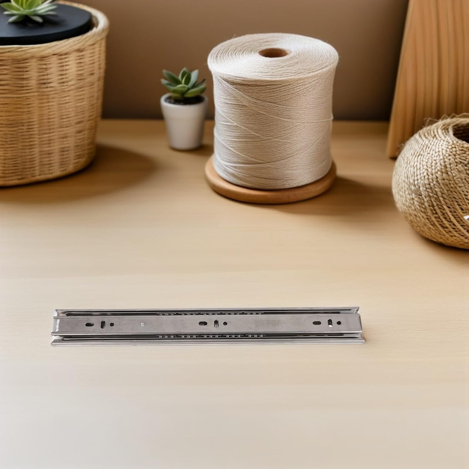 14 Inch Side Mount Drawer Slides 4pcs, 3-fold Metal Cabinet Rails, Silent Stainless Metal Glides for Vanity, Office Desk, Replacement Sliding Drawer Rails