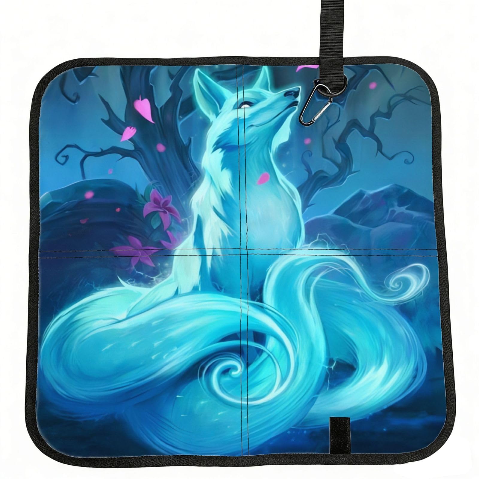 WZYCWB Blue Fox Foldable Seating Cushion with Carabiner - Stadium Mat for Camping, Hiking and Outdoor Activities