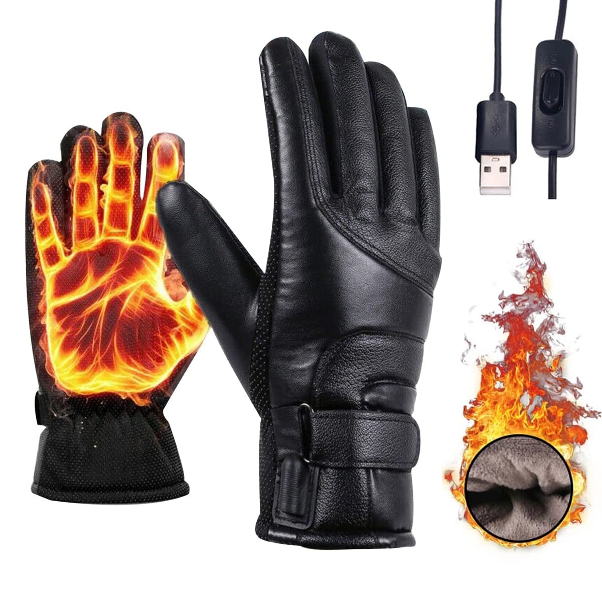 Heated Gloves, Touchscreen Heating Gloves for Women and Men, USB Waterproof Heating Gloves for Motorcycle Fishing Hiking Cycling Skiing