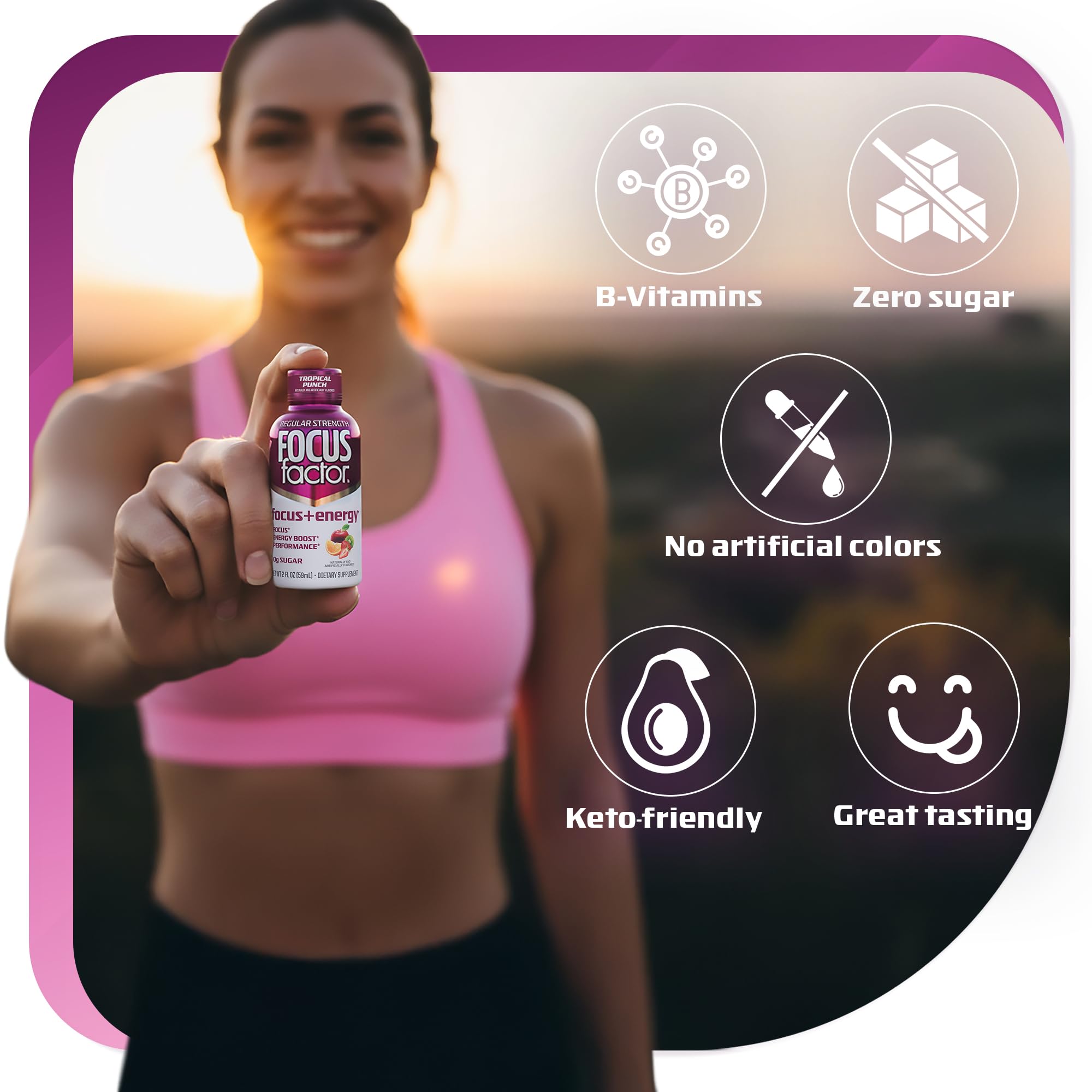 Focus Factor Focus + Energy Shots - 12 x 2oz Bottles (Tropical Punch Flavor) - Powered by Nootropics with Caffeine, L-Theanine, Ginkgo, Bacopa, L-Tyrosine, Alpha GPC — Amazon image 5