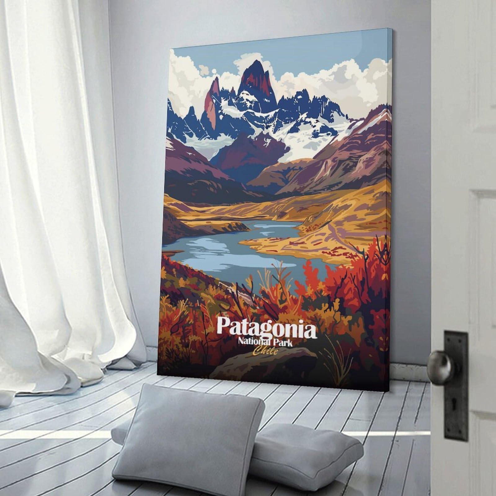 Junmoney Patagonia National Park Chile Landscape Hanging Wall Art, 20x30inch(50x75cm), for Bedroom Walls, Guest Spaces Or Lounges, An Easy Wall Refresh for Bedrooms