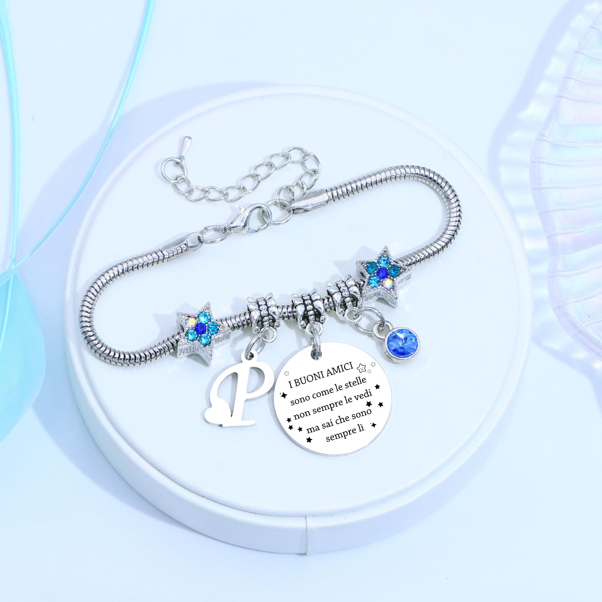 COEROW Braccialetti Delle Donne Con Lettere Iniziali-Regalo Personalizzato Per Buoni Amici,Amicizia Stella Bracciale e Ragazze Braccialetti-Nome Braccialetti Dare Sorella Collega Figlia Gioielli