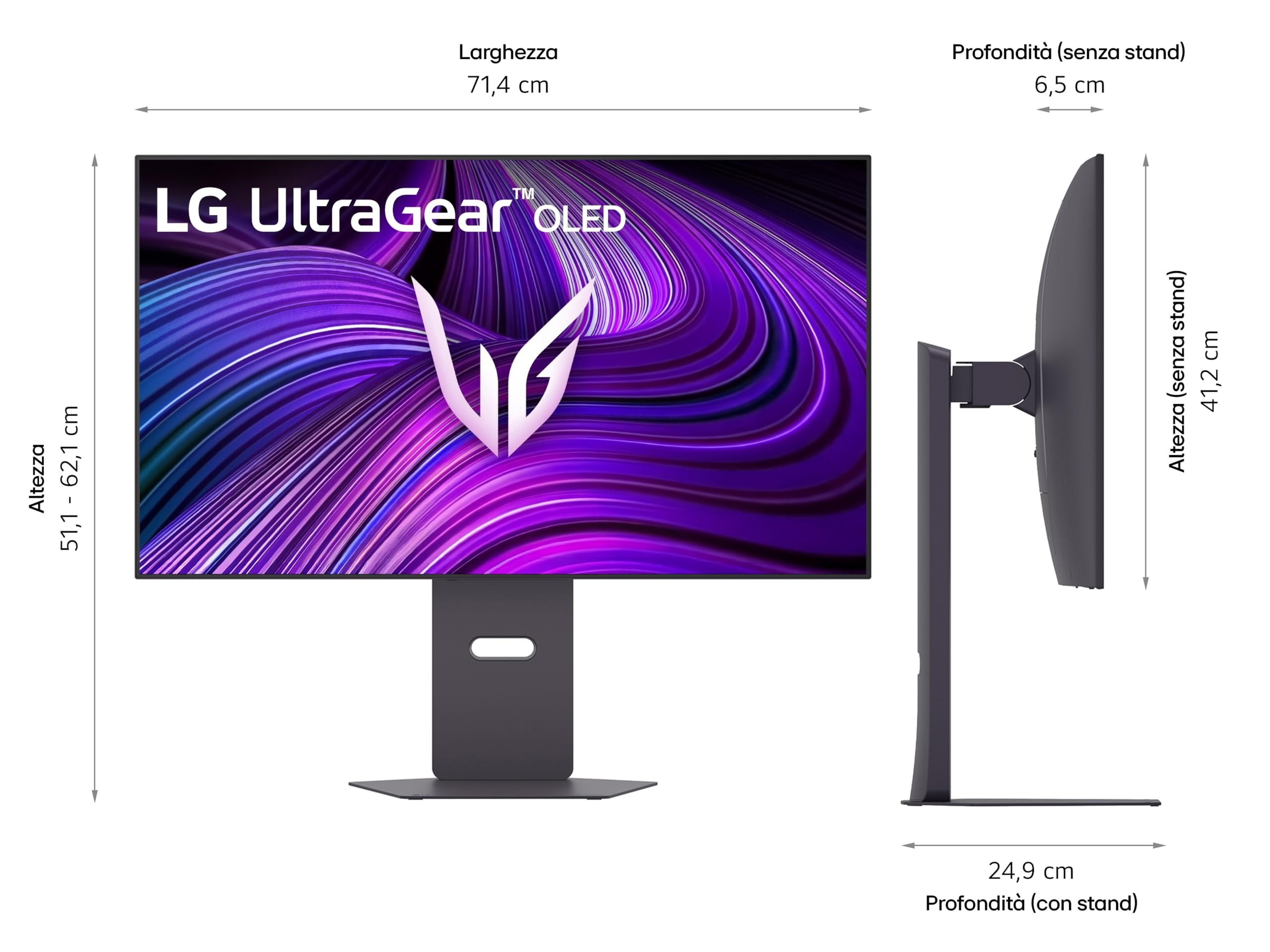 LG UltraGear OLED 32GX870A Monitor Gaming 32" UHD 4K 240Hz / FHD 480Hz, 0,03ms (GtG), G-Sync Compatible, AMD FreeSync, VRR, Speaker 14W, HDR True Black 400, USB-C, HDMI 2.1, DP 2.1, Hub USB, Nero