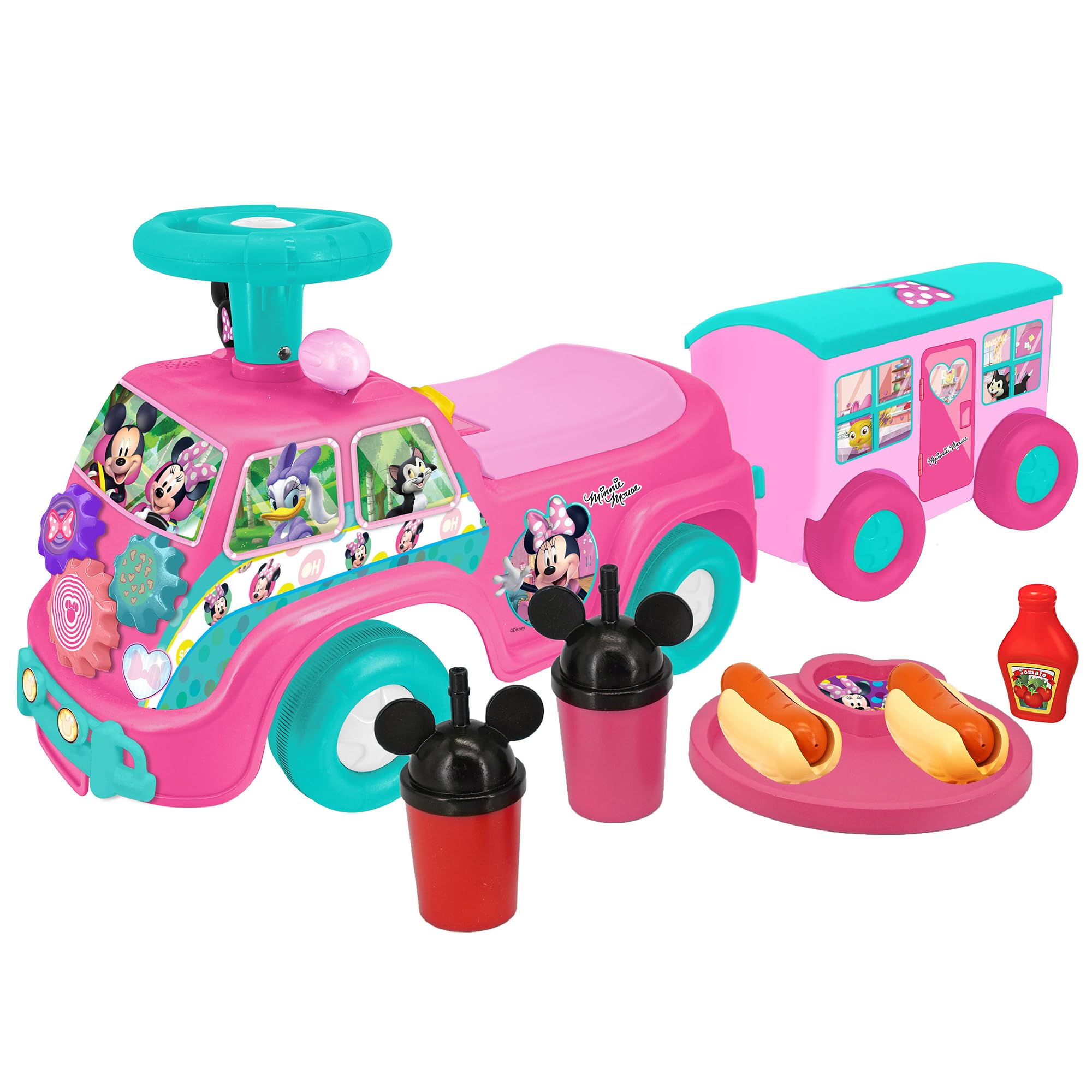 Kiddieland Minnie Mouse Lights & Sounds Camper Ride-On with Trailer