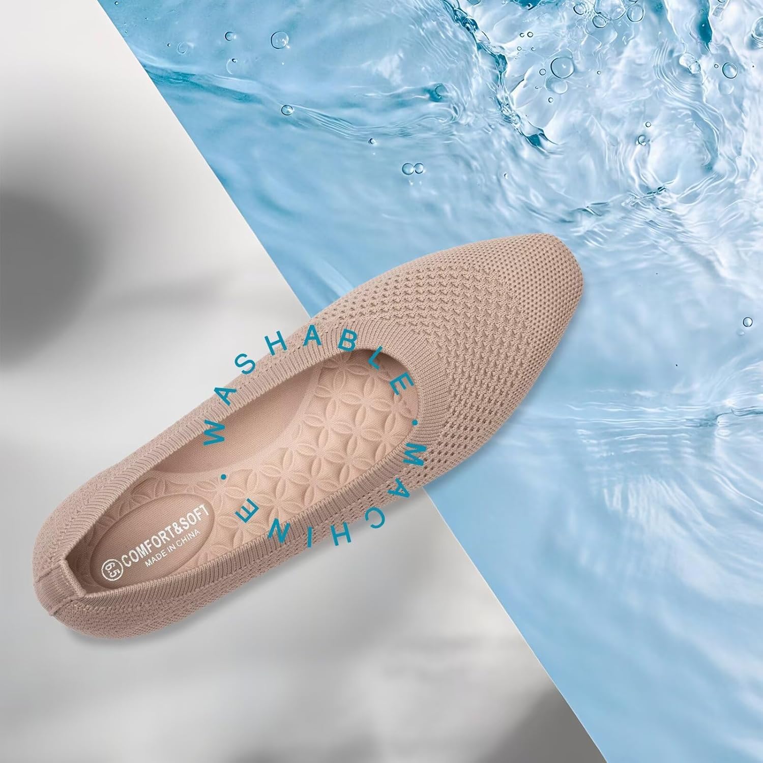 Frank Mully Square Toe Flats for Women Breathable Mesh Knitted Shoes with Arch Support for Walking, Travel & Daily Wear - Image 2