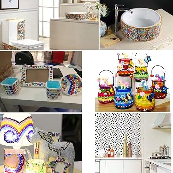 500g Irregular Mosaic Tiles Arts and Crafts - Mixed Color Crystal Mosaic Glass Pieces Colourful Glitter Glass Stone for Craft Bathroom Kitchen Home Decoration DIY Art Projects