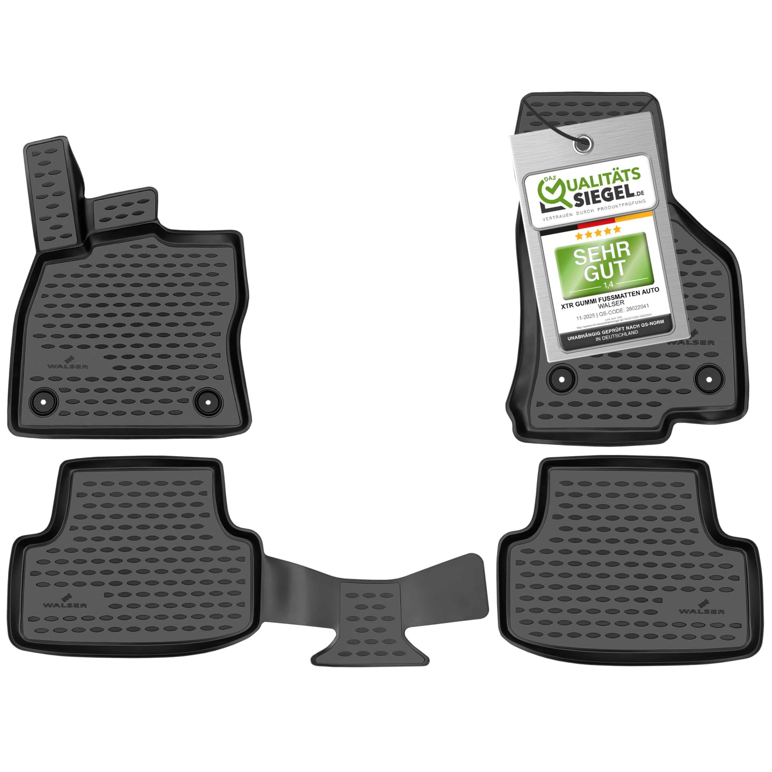 WALSER Tappetini in gomma per auto XTR su misura compatibile con VW Golf 7 08/2012-10/2021, Golf 8 07/2019-Oggi, Tappetini auto antiscivolo