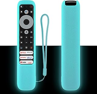 Luminous Blue Remote Cover for TCL Voice Remote Control RC902V FMR5 RC902V FMR1 RC902V FAR1, Protective Silicone Remote Case Washable, Shockproof, Anti-Lost with Lanyard (Glow in The Dark, Blue)