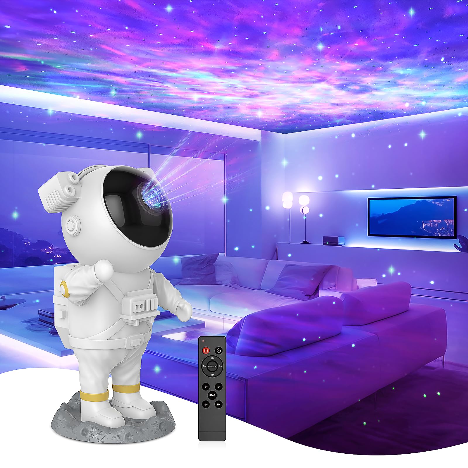 Disoidoe Astronauts Starry Night Light Projector, LED Galaxy Light with Remote Control & Timer, Space Star & Nebula Adult Bedroom Room Decoration, Gifts for Kids & Adults