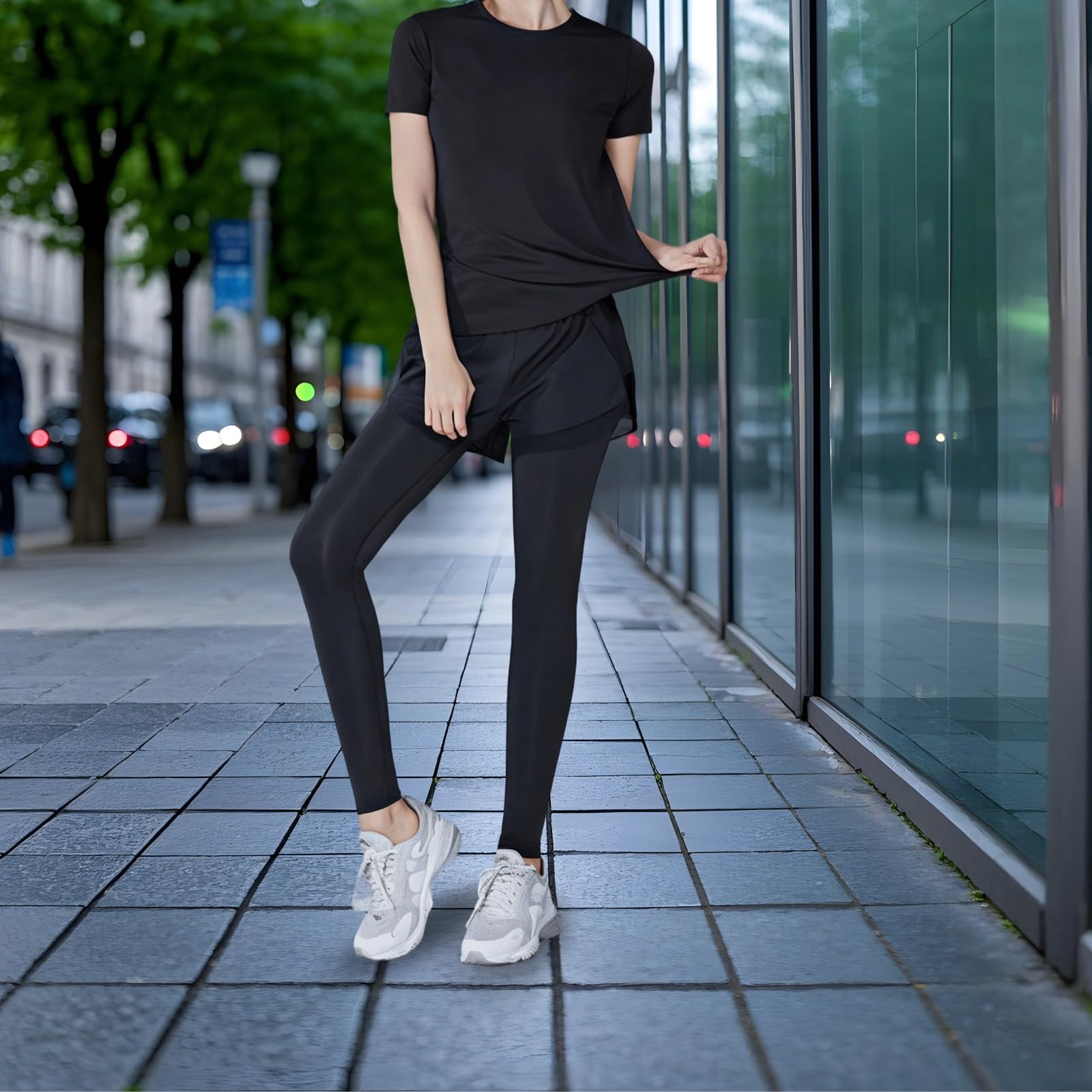 Set da donna per pilates e yoga, 4 pezzi Activewear con giacca, reggiseno top, pantaloncini e pantaloni, nero XL, adatto per 15,7 cm a 15,7 cm, 110-330