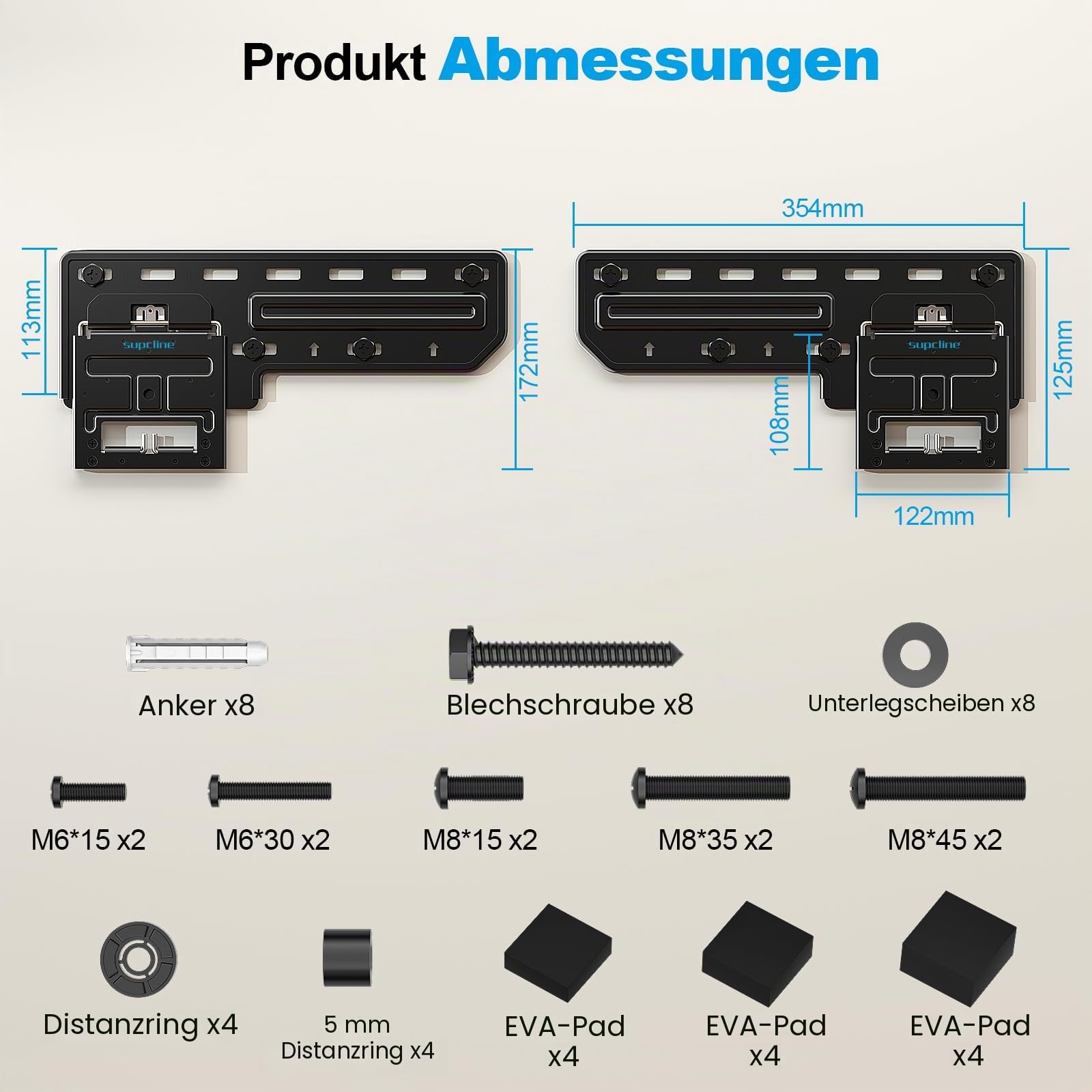 Supcline Ultra Slim TV Wandhalterung 42-100" für Frame & Flach TVs | nur 0,8cm Flachprofil TV Halterung, hält bis zu 80kg, passt in jedes Interieur, Minimalistisches Design für jeden Raum
