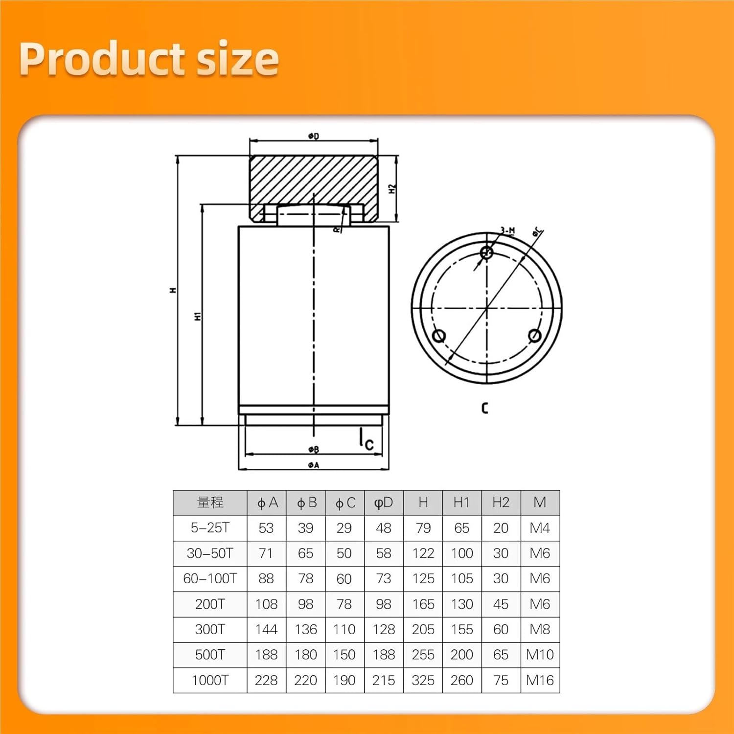 Column Cell Sensor Suitable for hangingscale, batching Scale, Dynamometer,Friction Testing Machine. 5T 10T 20T 30T 50T 100T(50T)