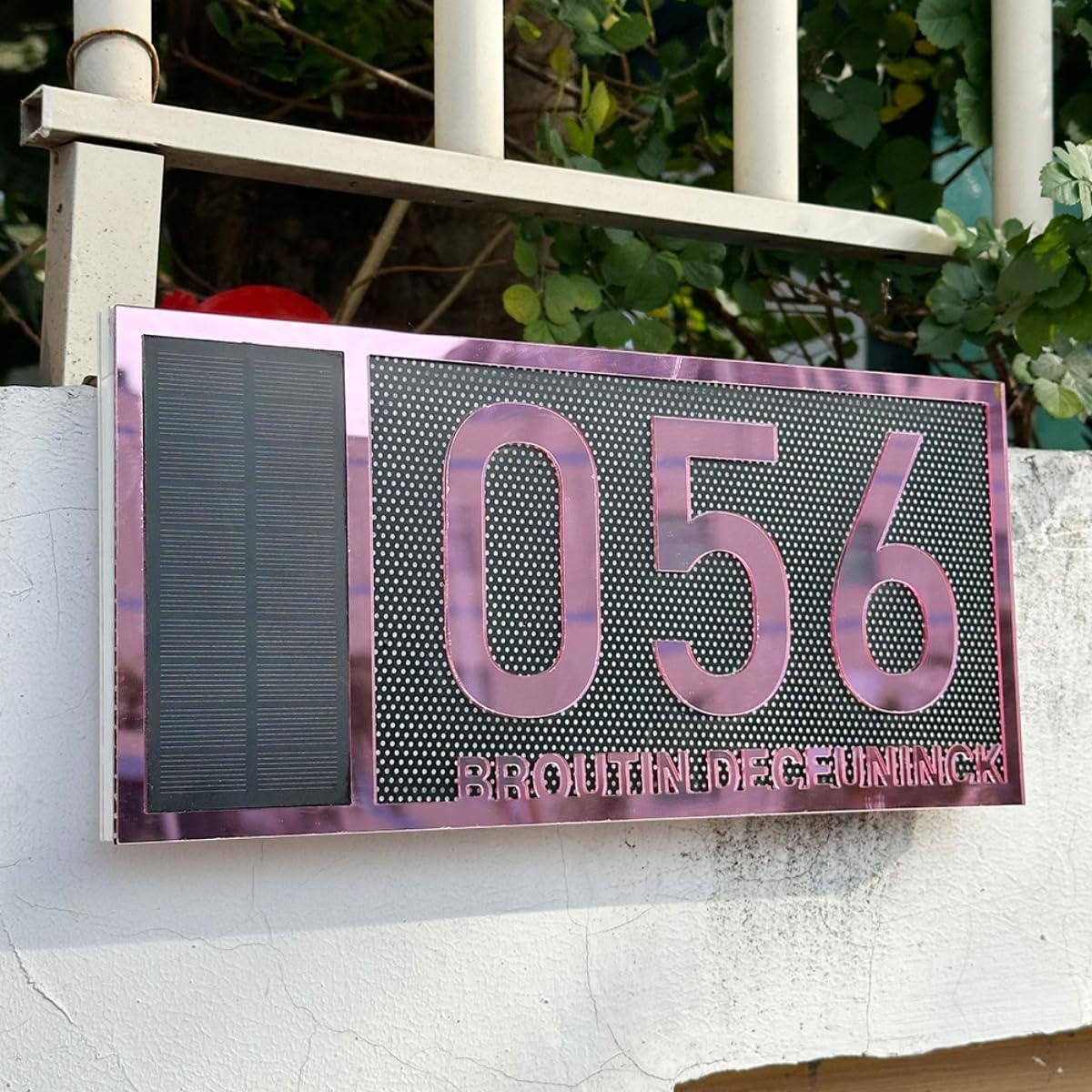 Personalized House Number with Solar Light,Personalized Modern Door Number Plaque Acrylic OutDoor Address Plaque (Rose Gold)