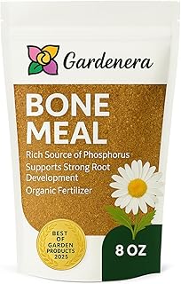 𝐁𝐄𝐒𝐓𝐒𝐄𝐋𝐋𝐄𝐑 Organic Bone Meal Fertilizer by Gardenera (4-12-0 NPK) All-Natural Plant Food Source of Nitrogen and Phosphorus for Bulbs, Gardens, Potted Plants, Trees, and Shrubs [8 OZ]
