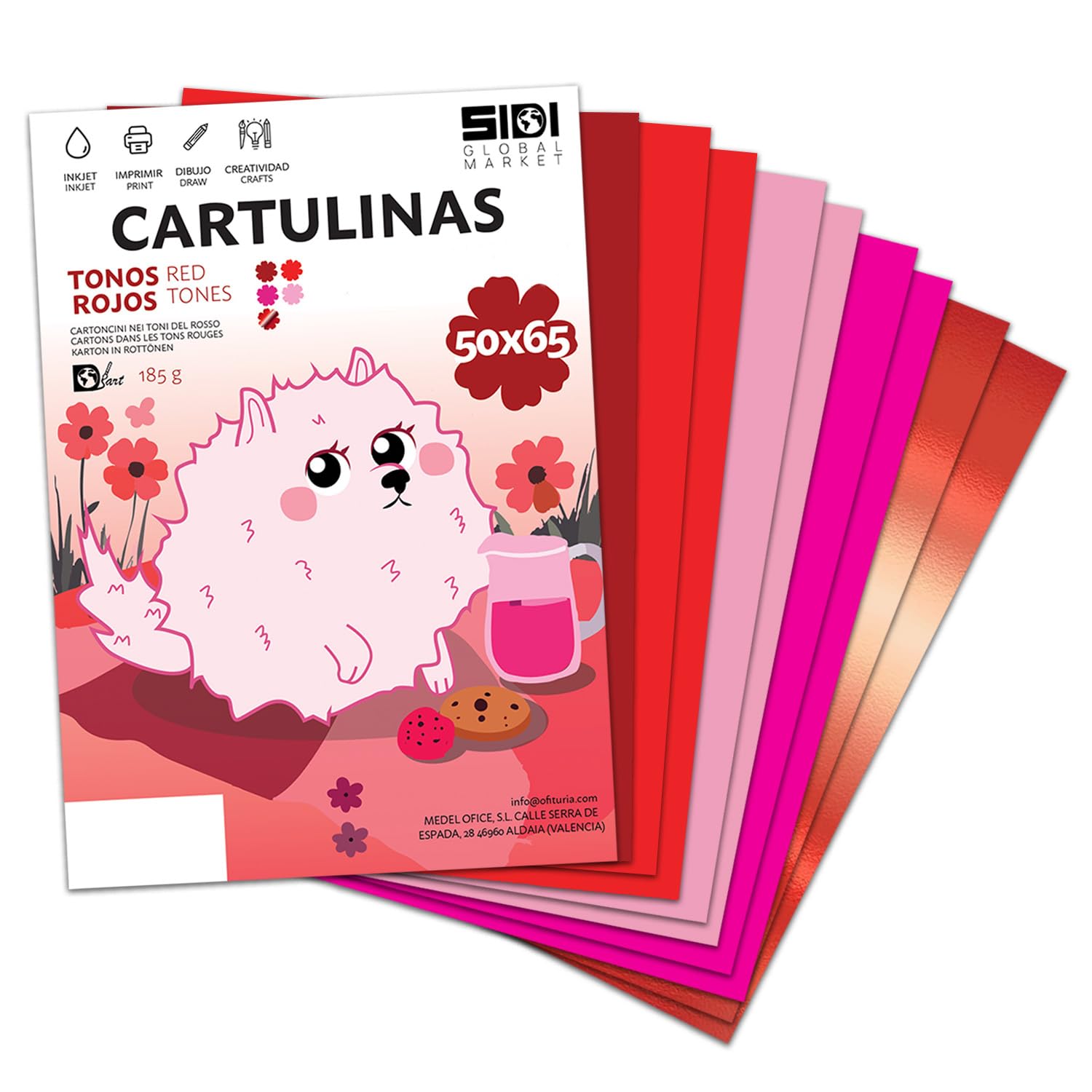 Cartulina A3 Fluor 185 g Cartulina Fluorescente de Colores Neon para Manualidades, Scrapbooking, Impresora Inkjet y Láser, Pack Variado Alta Visibilidad – SIDI (fluor, 25h) — view 77