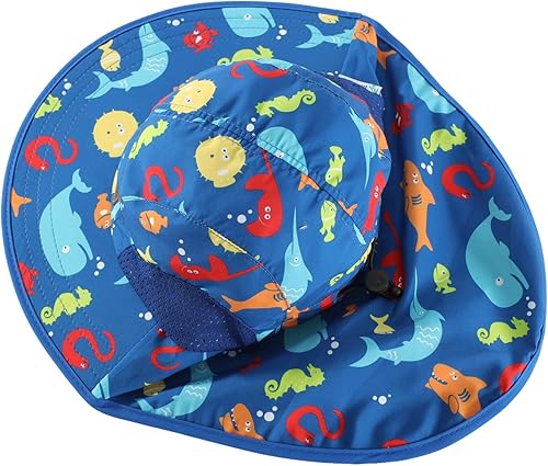 Miniatura 3 de LLmoway Sombrero de playa para niños y niñas, UPF50, sombrero de ala ancha con solapa para el cuello