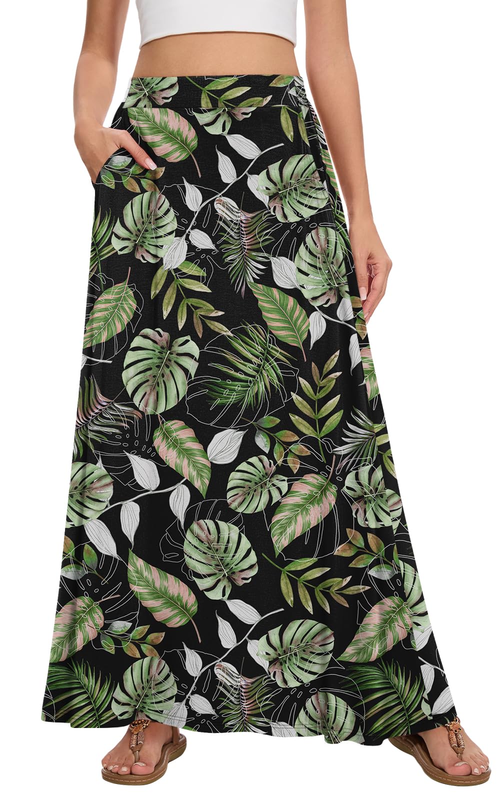 Womens Maxi Skirt Long Flowy Summer A-Line High Waist Skirts
