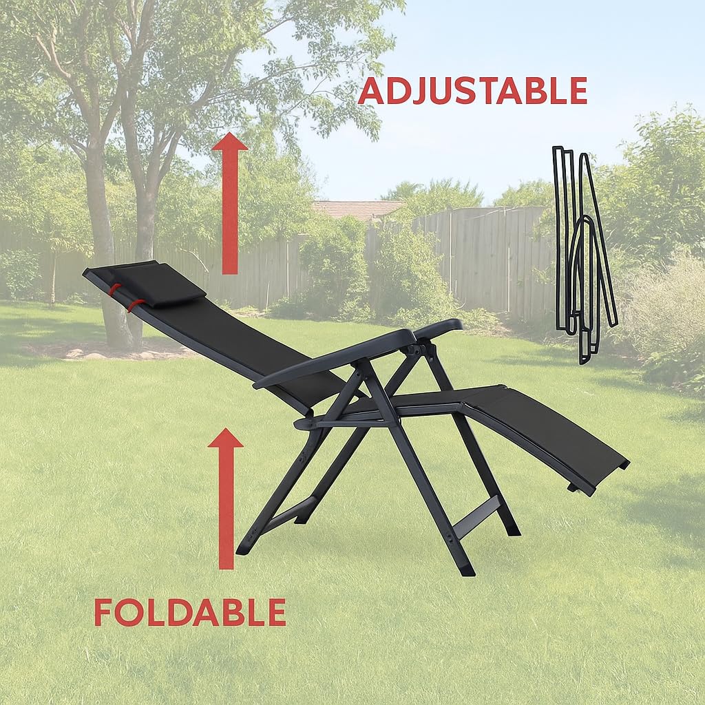 Weichers Relaxliege Gartenliege Liegestuhl klappbar wetterfestCampingliege Outdoor Campingstuhl Stuhl Liege Hocker für Garten und Camping (Aluminium, Relaxliege)