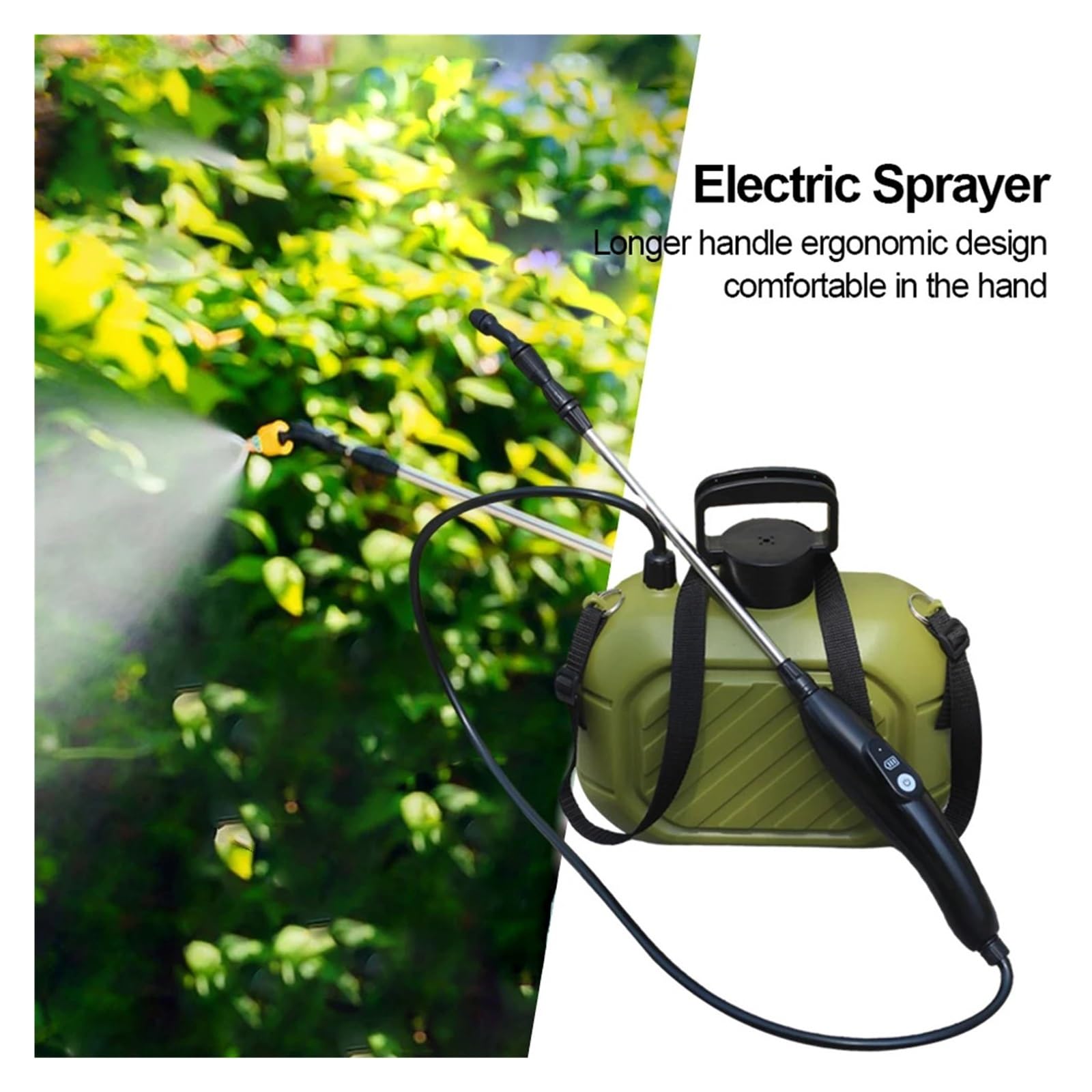 Spruzzatore elettrico, Spruzzatore con pompa elettrica da 5 litri, spruzzatore agricolo portatile alimentato a batteria 2200 mAh a 2 modalità manico lungo for piante giardino