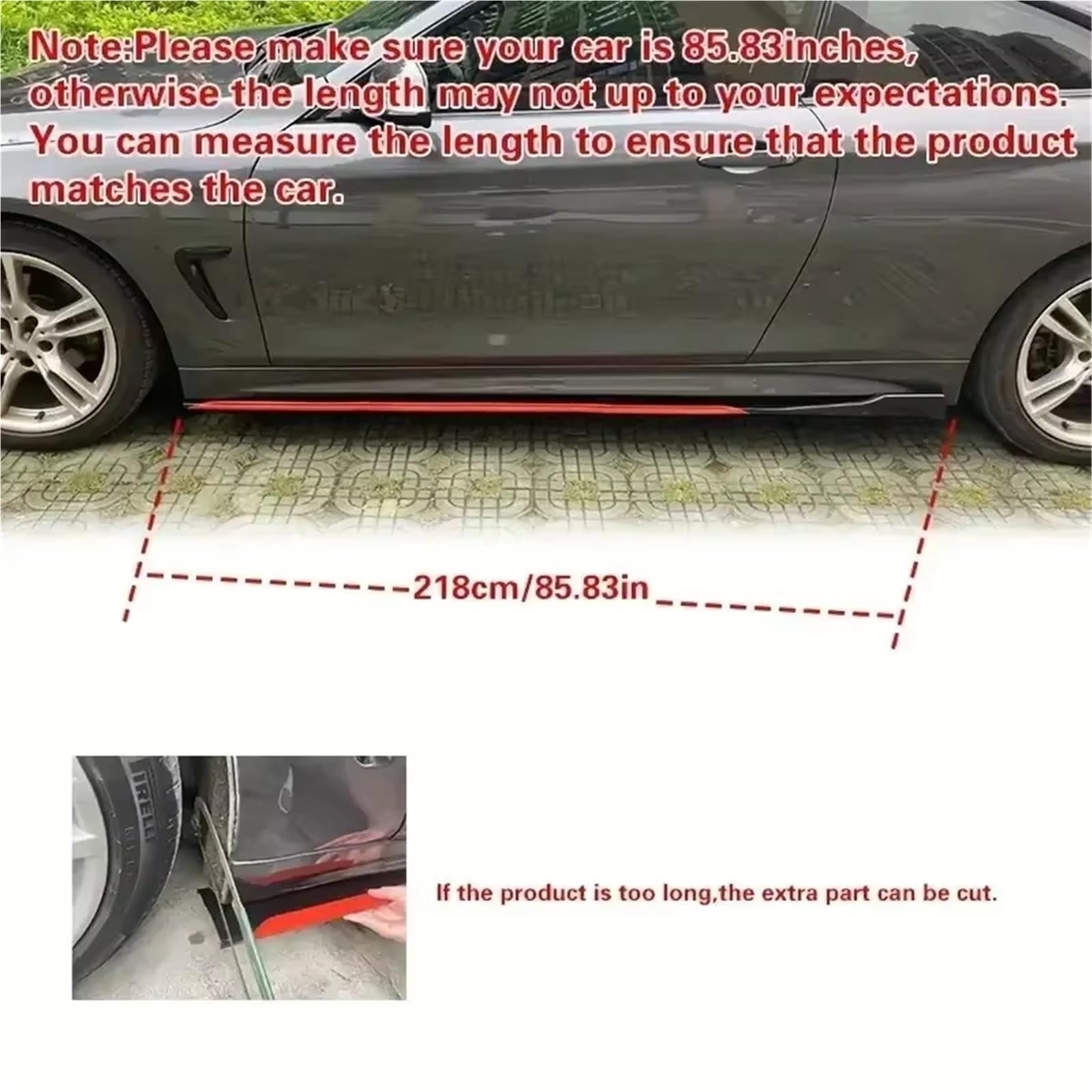 Aufsatz Seitenschweller Für 8-teilige 2,2 M Universal-Seitenschwellerverlängerung Rocker Plate Lip Separator Bumper Auto-Seitenschweller