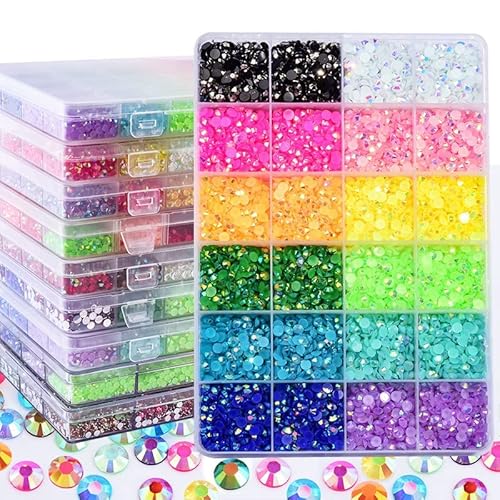 Sunfairy 28800 Pcs/Box 3Mm Nail Art Rhinestone 12 Colors Round Gemstone Nail Decoration Glitter Crystal Gem Nail Flat Rhinestone Nail Art Nail Gems Nail Glitter #TOP6