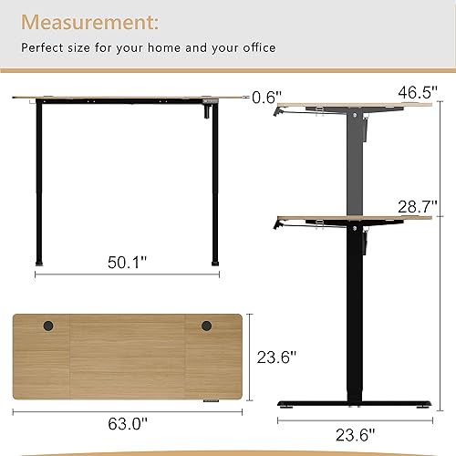 Vista 53 de Meilocar - Escritorio eléctrico de pie ajustable en altura, escritorio para computadora con controlador de memoria, estación de trabajo de oficina