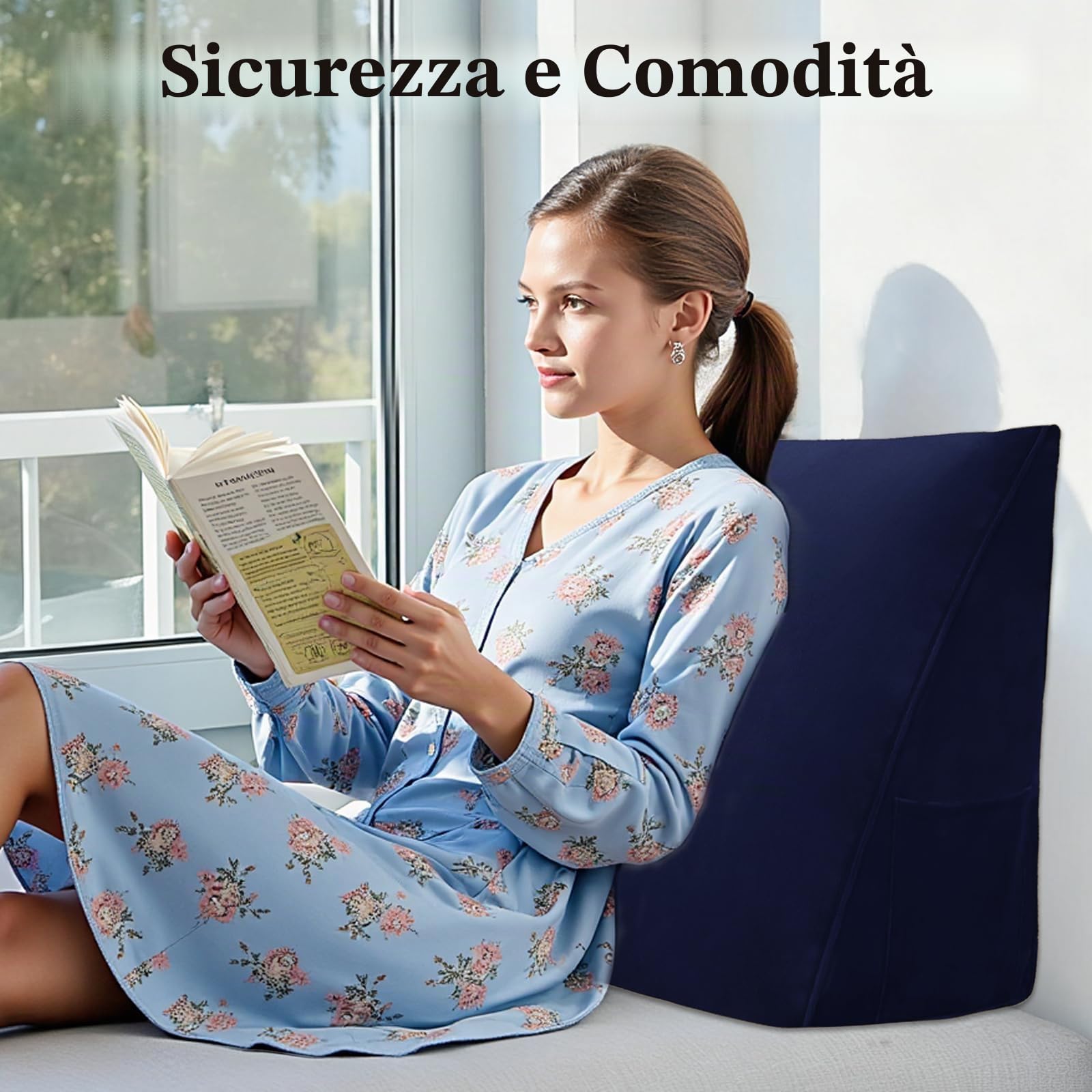 Cuscino a Cuneo Testiera Cuscino da Lettura Cuscino Triangolare Supporto Schienale per Sedersi a Letto Cuscino di Supporto Posizionamento per Divano Letto Diurno Fodera Rimovibile