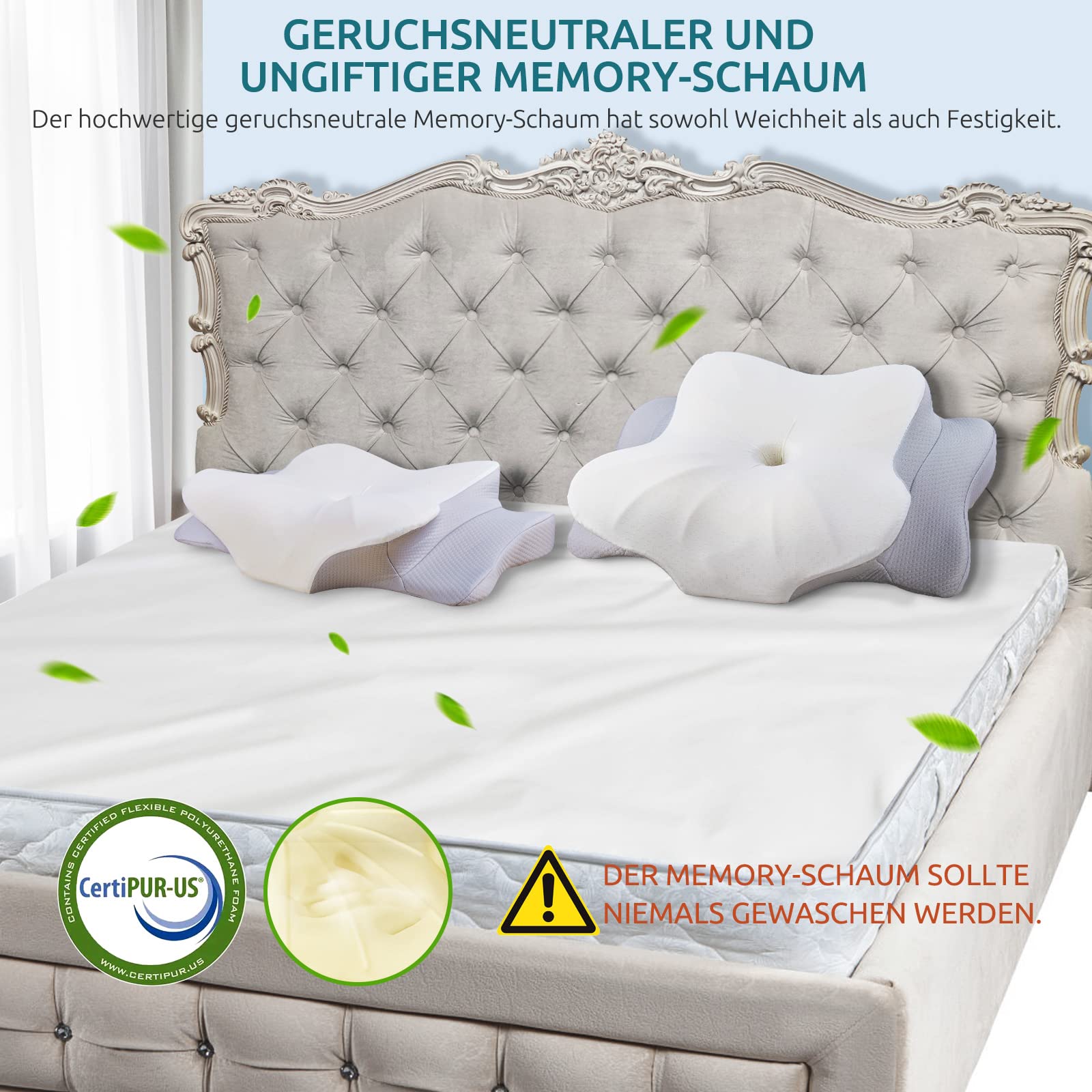 DONAMA Cuscino ergonomico in memory foam, per il collo, per chi dorme sul fianco, per fianchi, schiena e pancia