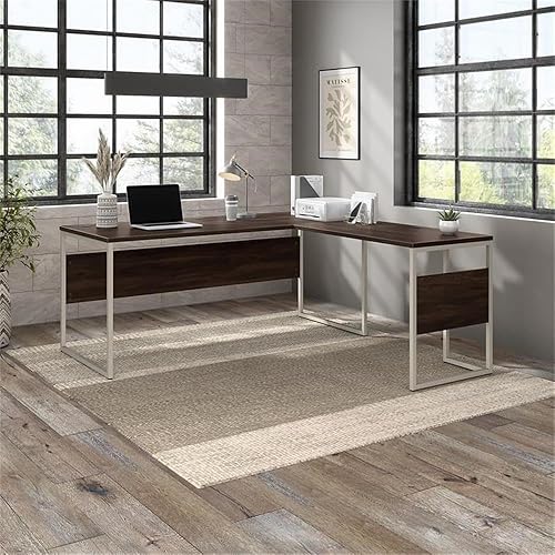 Miniatura 17 de Bush Business Furniture - Escritorio híbrido en forma de L de 72 pulgadas de ancho x 30 pulgadas de profundidad con patas de metal, color gris Gris