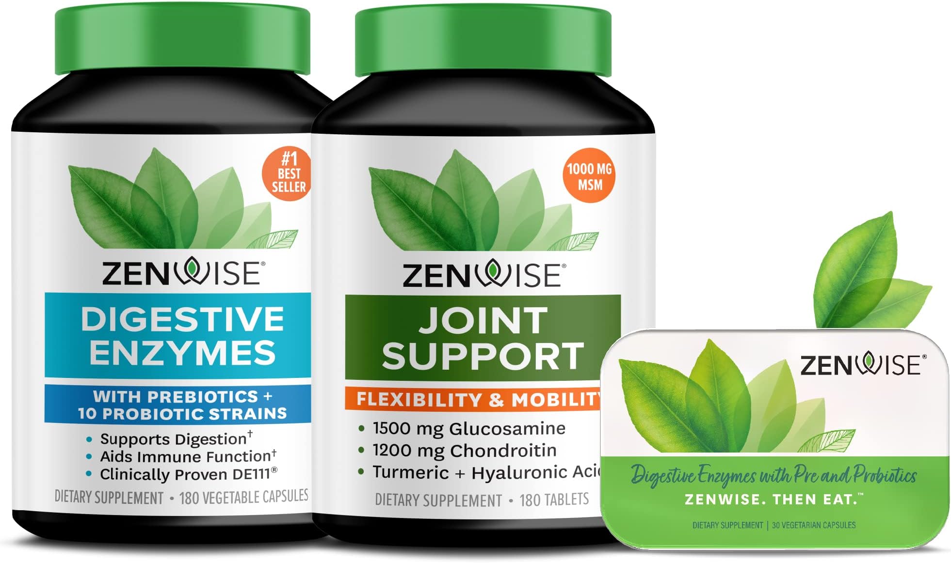 Digestive Enzymes, Joint Support, and Travel Size Tin