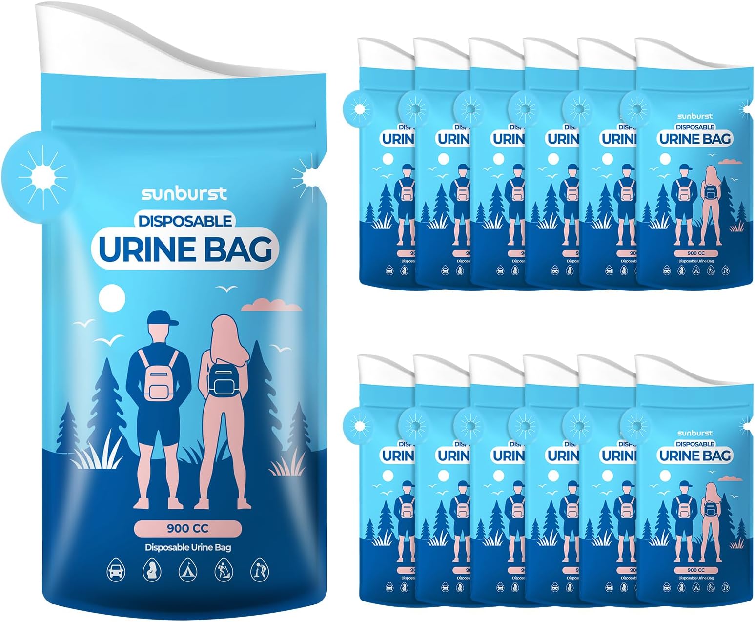 Disposable Urine Bags,900ML Pee Bags for Travel for Women/Men with Big Funnel,Leak-Proof Emergency Portable Travel Urinal and Vomit Bags for Travel,Car,Camping,Traffic,Pregnant, Patient, Kids