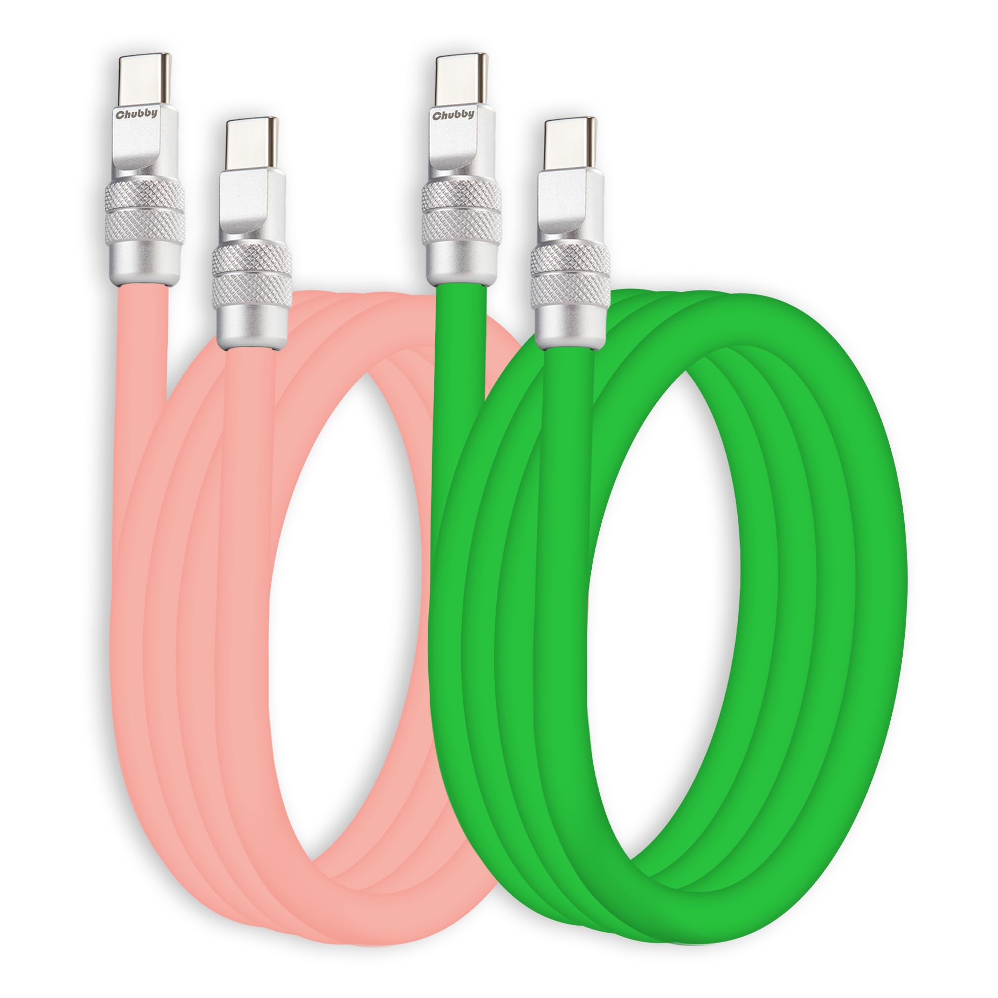 chubbycable Couple Chubby 2 Pack 240W USB C Cable Extra Thick Silicone Fast Charging Cable Compatible with iPhone 17-15 Series iPad Galaxy Series,